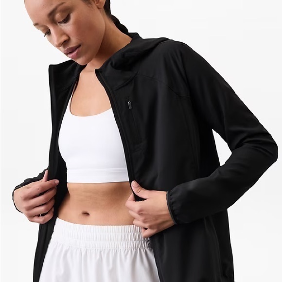 Athleta Jackets & Blazers - Athleta Limitless Luxe Water-Repellent Windbreaker Stowaway Hood Jacket Black XL